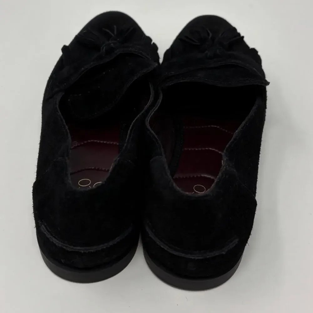 Franco Sarto Jolie Loafer Black Suede Tassel Kiltie Slip On Flats Size 8